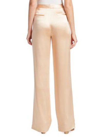 Shop Adam Lippes Silk Charmeuse Pleat Front Pants In Peach