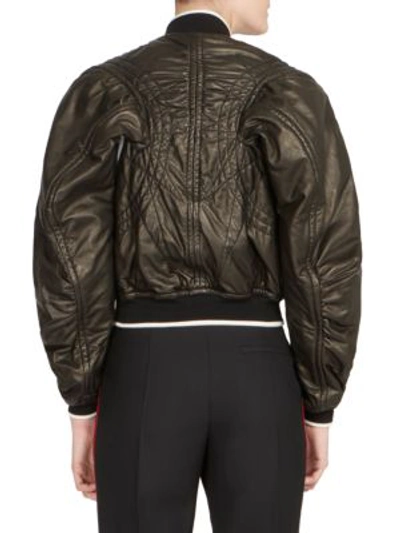 Shop Haider Ackermann Leather Bomber Jacket In Geodes Black