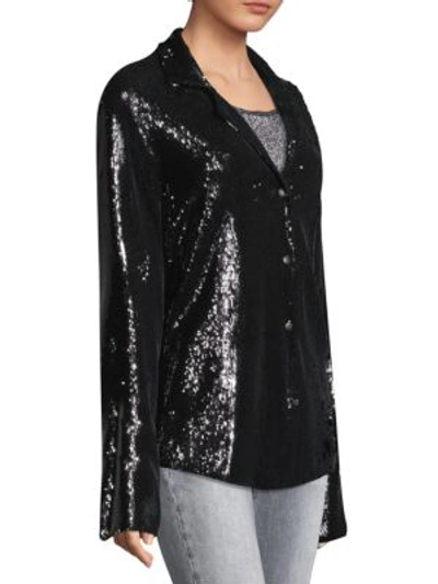 Shop Rta Yvonne Sequin Blazer In Onyx