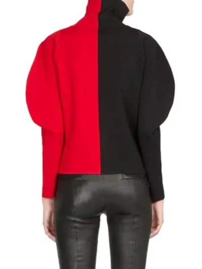 Shop Haider Ackermann Colorblock Wool Turtleneck Sweater In Onyx Red Black