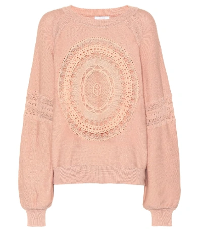 Shop Chloé Cotton-blend Sweater In Pink