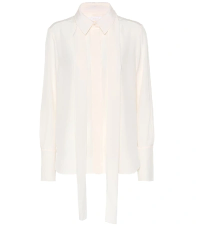 Shop Chloé Silk Crêpe-de-chine Shirt In White