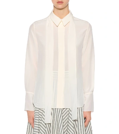 Shop Chloé Silk Crêpe-de-chine Shirt In White