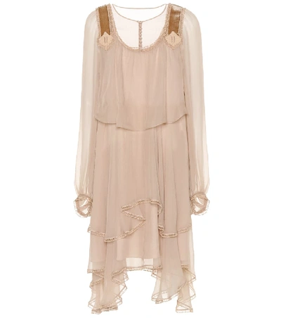 Shop Chloé Silk Dress In Neutrals