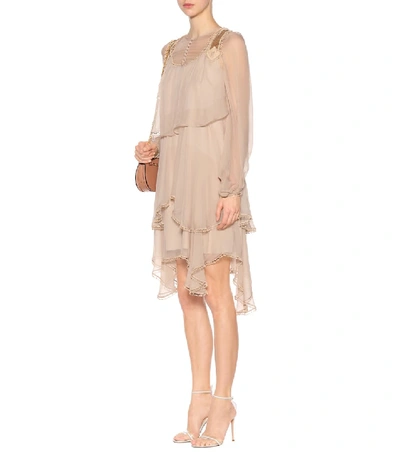 Shop Chloé Silk Dress In Neutrals