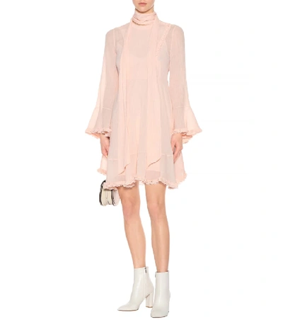 Shop Chloé Cotton And Silk Dress In Pink
