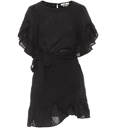 Shop Isabel Marant Étoile Delicia Linen Wrap Dress In Black