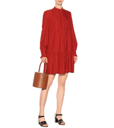 Shop Apc Jones Wool And Silk-blend Dress In Red