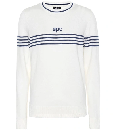 Shop Apc Brand Cotton And Cashmere Sweater In White