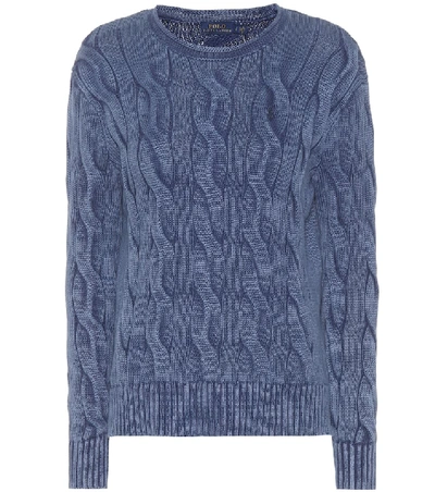 Shop Polo Ralph Lauren Cotton Cable-knit Sweater In Blue