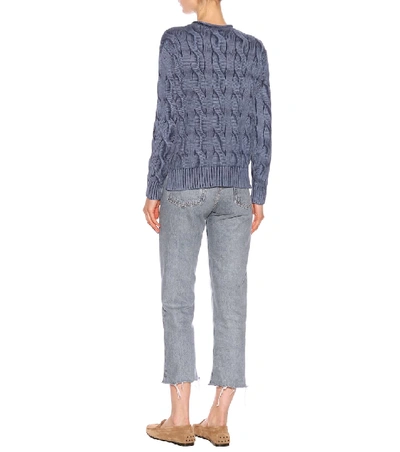 Shop Polo Ralph Lauren Cotton Cable-knit Sweater In Blue