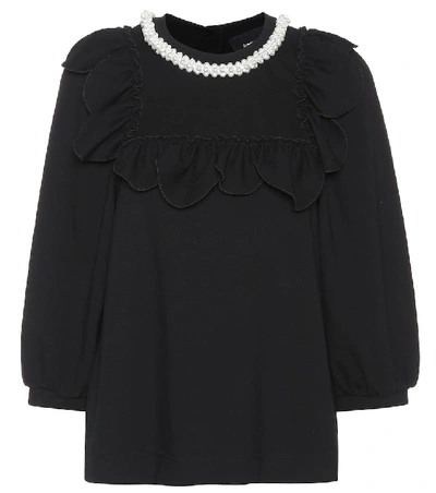 Shop Simone Rocha Embellished Jersey Top In Black