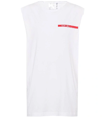 Shop Helmut Lang Raw Edge Cotton Tank Top In White