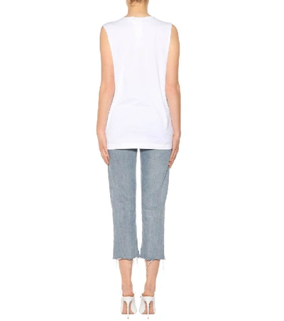 Shop Helmut Lang Raw Edge Cotton Tank Top In White
