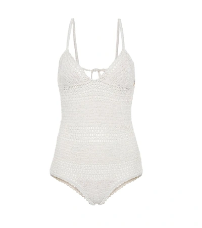 Shop She Made Me Crochet-knit One-piece Swimsuit In White