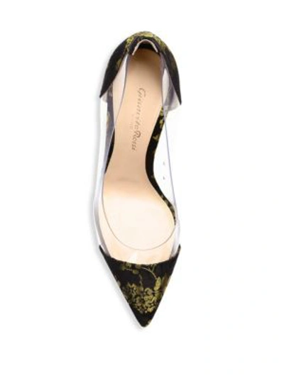 Shop Gianvito Rossi Plexi Floral Pumps In Black Gold