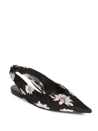 Shop Balenciaga Floral Silk Slingback Flats In Black Multi