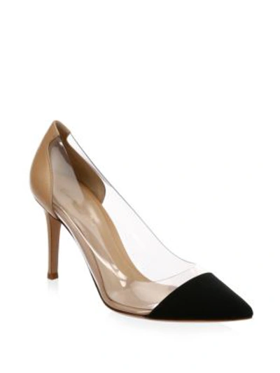 Shop Gianvito Rossi Leather Bi-color Plexi Pumps In Black Tan