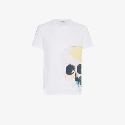 Shop Alexander Mcqueen Painted Skull T-shirt In White