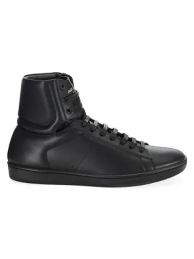 Shop Saint Laurent Leather High-top Sneakers In Black