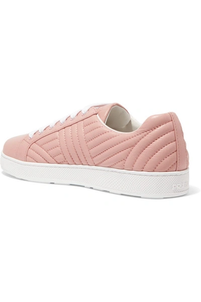 Shop Prada Quilted Leather Sneakers In Blush