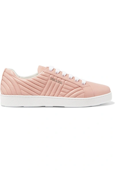 Shop Prada Quilted Leather Sneakers In Blush