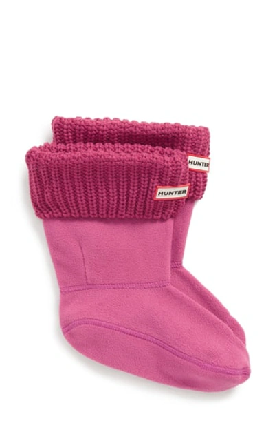 Shop Hunter Original Short Cable Knit Cuff Welly Boot Socks In Dark Ion Pink/ Black