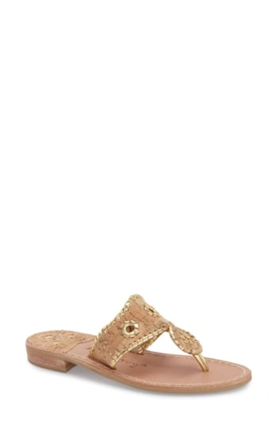 Shop Jack Rogers Whipstitched Flip Flop In Gold Leather