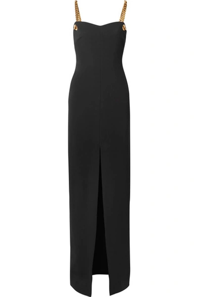 Shop Tom Ford Chain-trimmed Stretch-cady Gown In Black