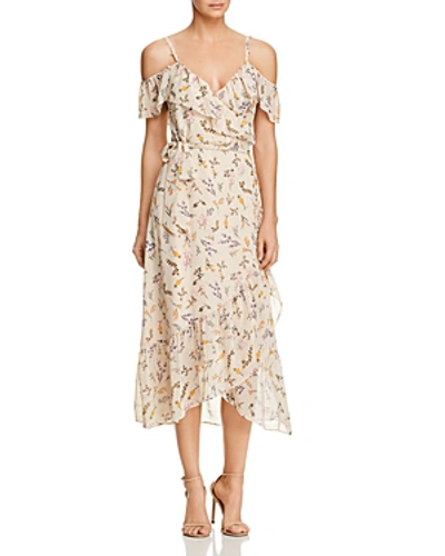 Shop Rebecca Minkoff Jessica Ruffled Floral-print Midi Wrap Dress In Cream Multi