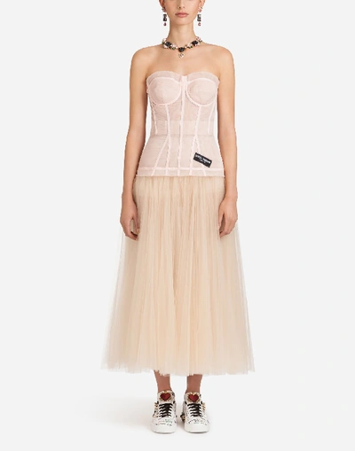 Shop Dolce & Gabbana Tulle Bustier Dress In Pink