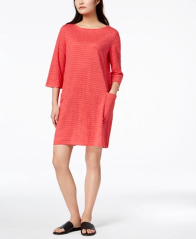 Shop Eileen Fisher Organic Linen Bateau-neck Shift Dress, Regular & Petite In Strawberry