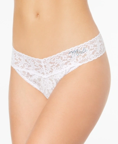 Shop Hanky Panky Mrs. Original-rise Sheer Lace Thong 4811t2 In White Chrystals