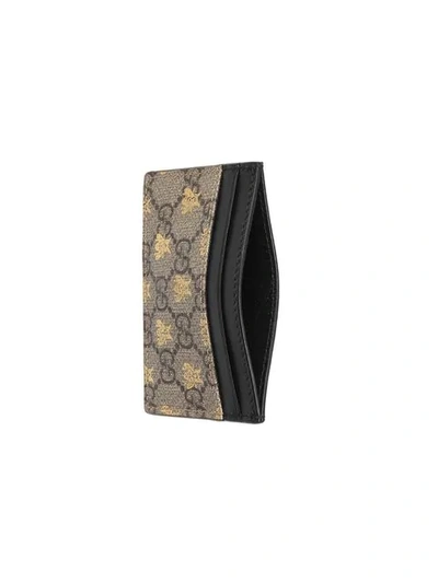 Shop Gucci Gg Supreme Bees Card Case In Neutrals