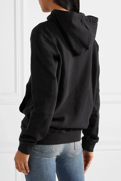 Shop Saint Laurent Oversized Printed Cotton-terry Sweatshirt In Black