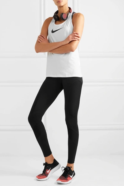 Shop Nike Power Mesh-paneled Dri-fit Stretch Leggings
