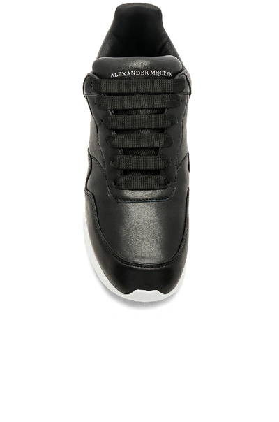 Shop Alexander Mcqueen Leather Lace Up Sneakers In Black