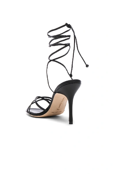 Manolo Blahnik Leather Leva 90 Sandals In Black Nappa