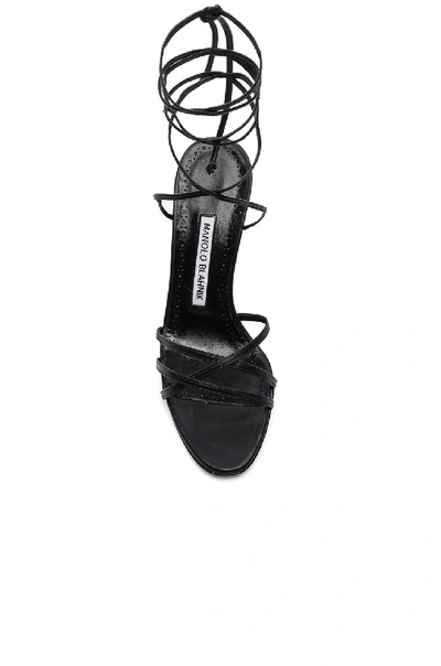 Shop Manolo Blahnik Leva 105 Leather Sandal In Black Nappa