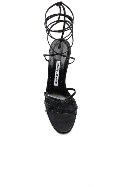 Manolo Blahnik Leather Leva 90 Sandals In Black Nappa