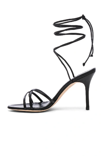 Manolo Blahnik Leather Leva 90 Sandals In Black Nappa
