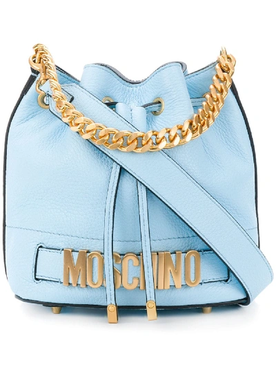 Shop Moschino Logo Plaque Bucket Bag