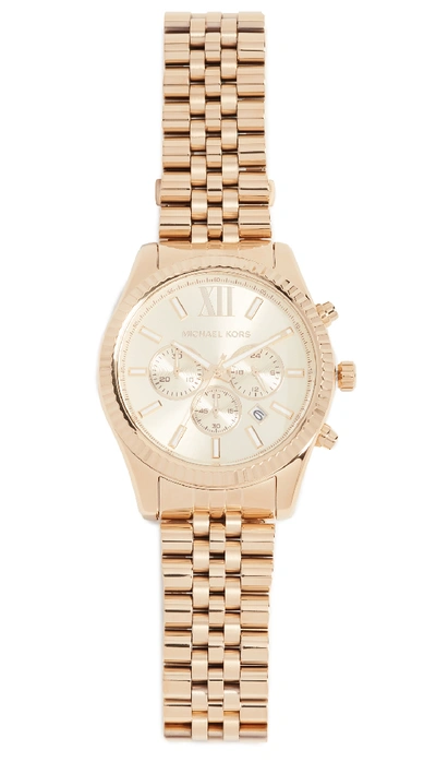 Shop Michael Kors Lexington Chronograph Watch, 44mm In Gold