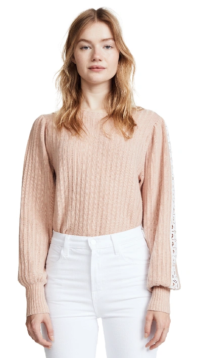 Shop See By Chloé Knit And Lace Sweater In Cameo Rose