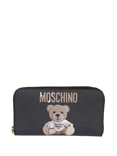 Shop Moschino Teddy Bear Wallet In Black