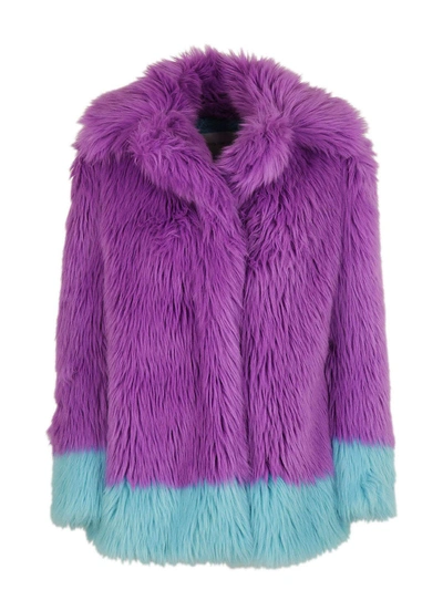 Shop Alberta Ferretti Contrast Detail Coat In Purple