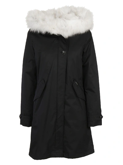 Shop Woolrich Fur Trimmed Parka In Black