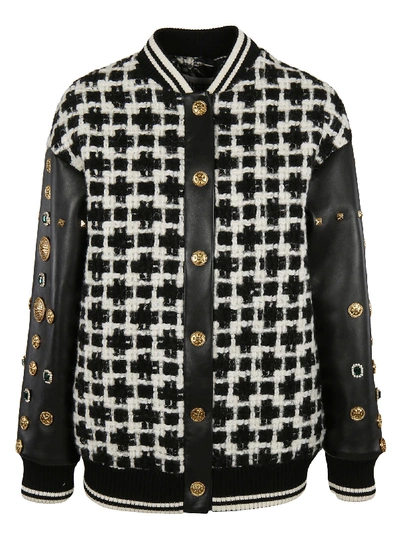 Shop Fausto Puglisi Studded Sleeve Bomber In Nero