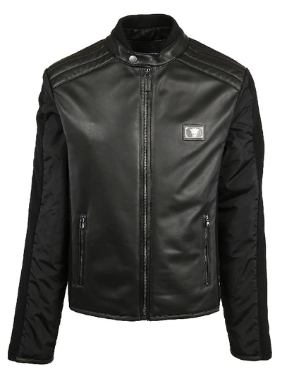 Shop Dolce & Gabbana Logo Plaque Leather Jacket In Nero