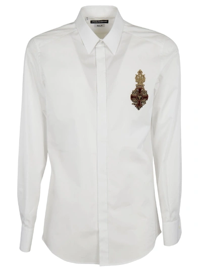 Shop Dolce & Gabbana Embroidered Shirt In Bianco